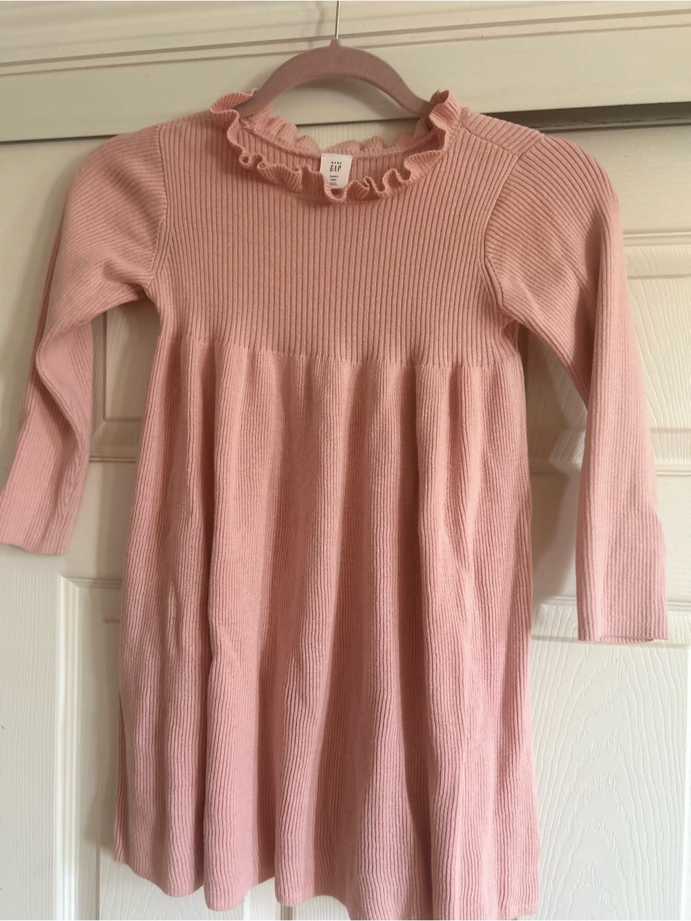 GAP Baby Pink Ruffled Neck Ribbed Top